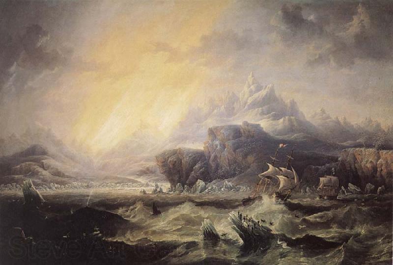 Attributed to john wilson carmichael Erebus and Terror in the Antarctic Germany oil painting art